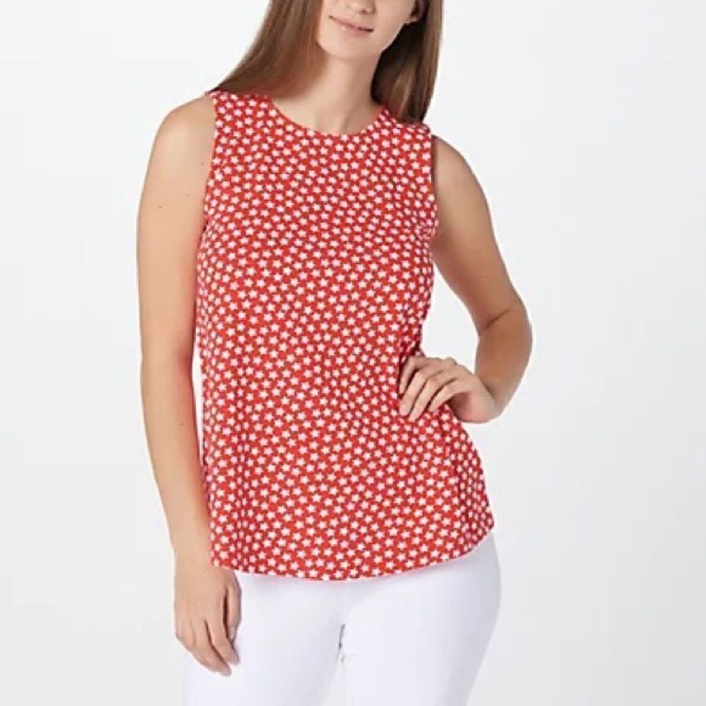 Denim & Co. Printed Jersey Round-Neck Swing Tank